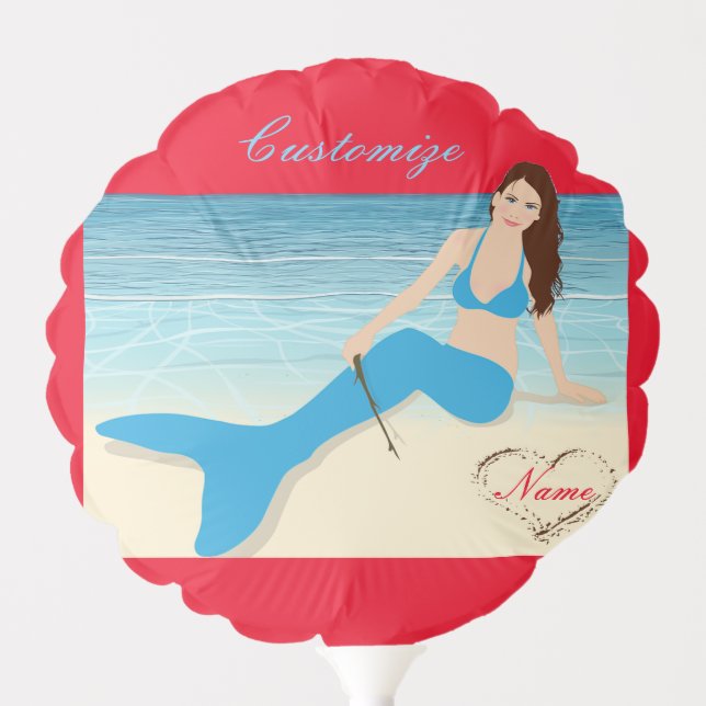 Beach Mermaid Valentine Thunder_Cove Balloon (Front)