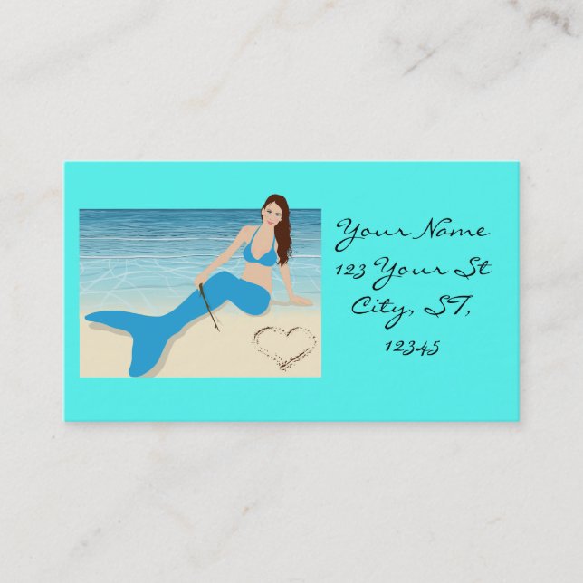 Beach Mermaid Valentine Thunder_Cove Business Card (Front)