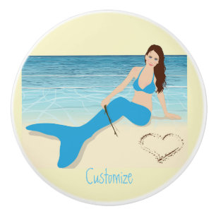 Beach Mermaid Valentine Thunder_Cove Ceramic Knob