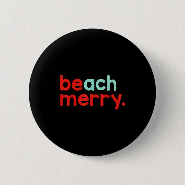 Beach Merry Christmas  Button (Front)