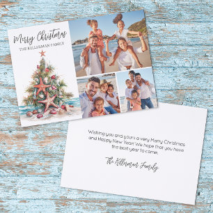 Beach Merry Christmas Family Holiday Letterpress Photo Cards