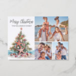 Beach Merry Christmas Family Holiday Letterpress Photo Cards<br><div class="desc">Send holiday cheer with this vertical Christmas card design. The front features a vertical photo in the center, framed by soft snowflakes that create a gentle border around the image. Both the snowflakes and the greeting are debossed with a letterpress look, adding a subtle textured feel. A small hand-drawn coquette...</div>