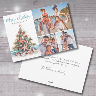 Beach Merry Christmas Family Photo Holiday Card