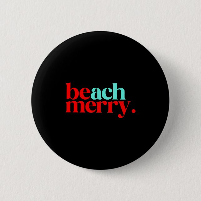 Beach Merry Christmas Funny  Button (Front)