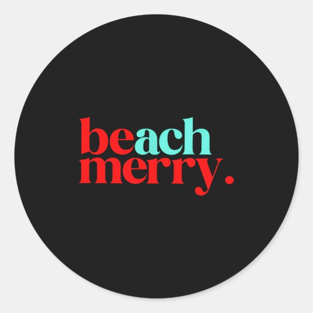 Beach Merry Christmas Funny  Classic Round Sticker (Front)