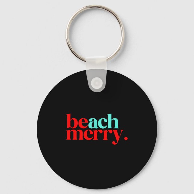 Beach Merry Christmas Funny  Keychain (Front)