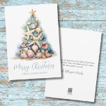 Beach Merry Christmas Holiday Card<br><div class="desc">Get into the holiday spirit with this unique Christmas card featuring a Christmas tree made of shells and starfish. Perfect for sending beachy holiday wishes, this card is ideal for anyone living in tropical places like Florida, Hawaii, or the Bahamas, or for those who simply adore the beach look. The...</div>