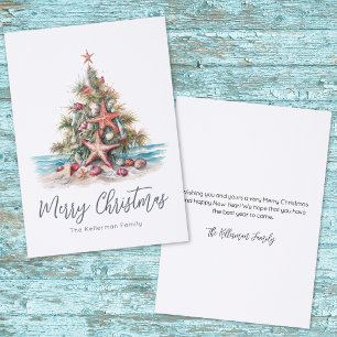 Beach Merry Christmas Holiday Letterpress Photo Cards