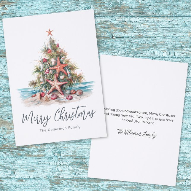 Beach Merry Christmas Holiday Letterpress Photo Cards (Beach Merry Christmas Holiday Letterpress Photo Cards)