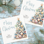Beach Merry Christmas Party Napkins<br><div class="desc">Celebrate the season with this festive and beachy party napkin, perfect for a coastal holiday gathering. The design features a whimsical Christmas tree made of beach shells, starfish, and coral on the right side, adding a fun tropical touch to your table setup. The overall color palette includes shades of teal...</div>