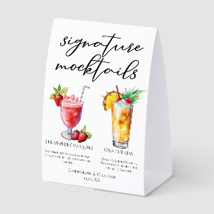 Beach Mocktails Strawberry Daiquiri Piña Colada Paper Table Tent