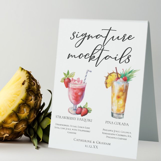 Beach Mocktails Strawberry Daiquiri Piña Colada Table Tent (Creator Uploaded)