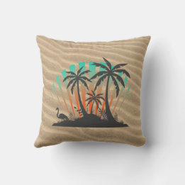 Beach Mode On Tropical Island Coastal Sand Ripple Throw Pillow