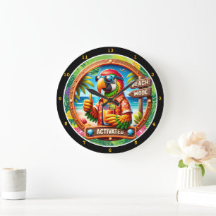 Beach Mode Parrot Welcome Large Clock