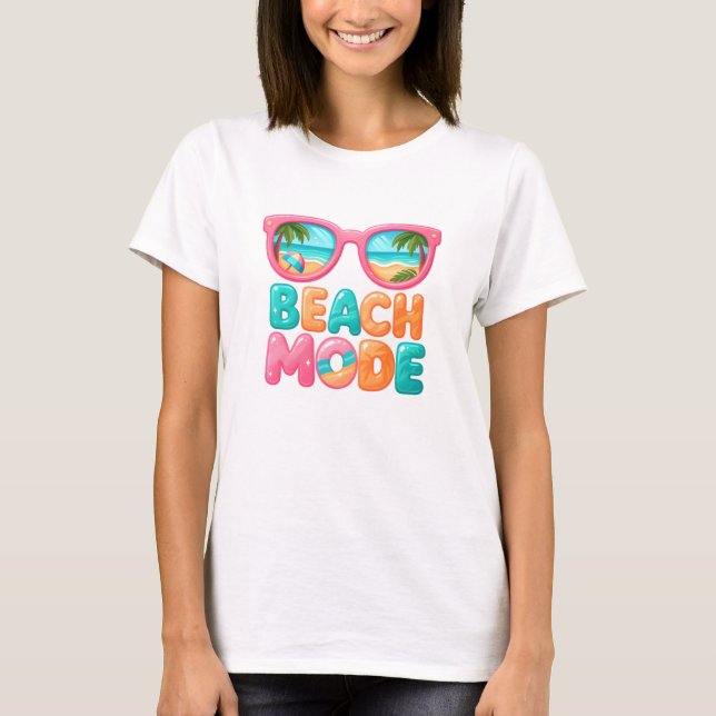 Beach Mode Summer Design T-Shirt (Front)
