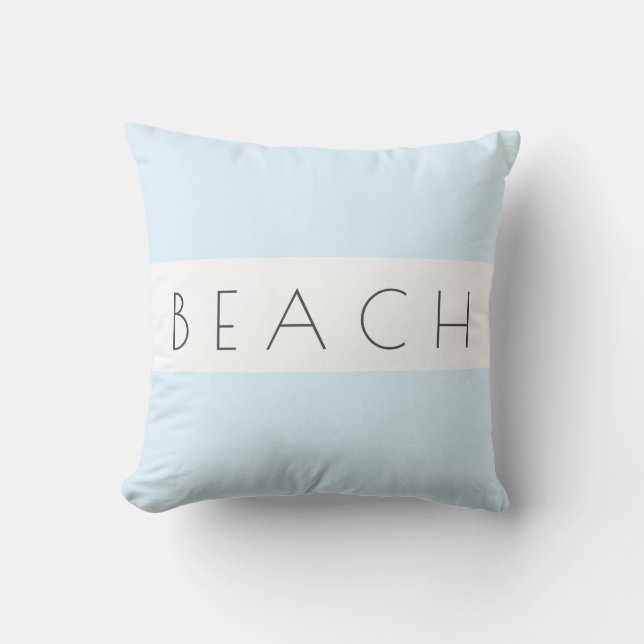 Beach Modern Blue Gray White Coastal Simple Throw Pillow (Front)