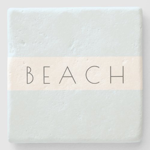 Beach Modern Blue White Typography Coastal Stone Coaster