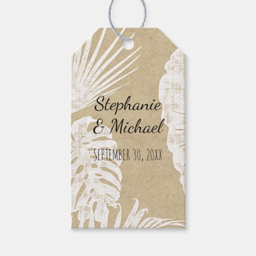 Beach Modern Simple Kraft Greenery Leaf Wedding Gift Tags