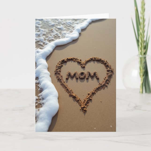 Beach Mom Sand Heart Mothers Day Card (Front)
