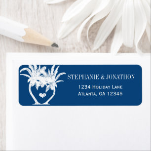 Beach Monaco Blue Palm Tree Destination Chalkboard Label