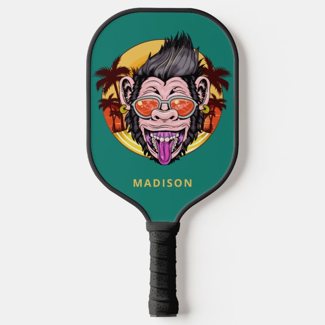 Beach Monkey custom name Pickleball Paddle (Front)