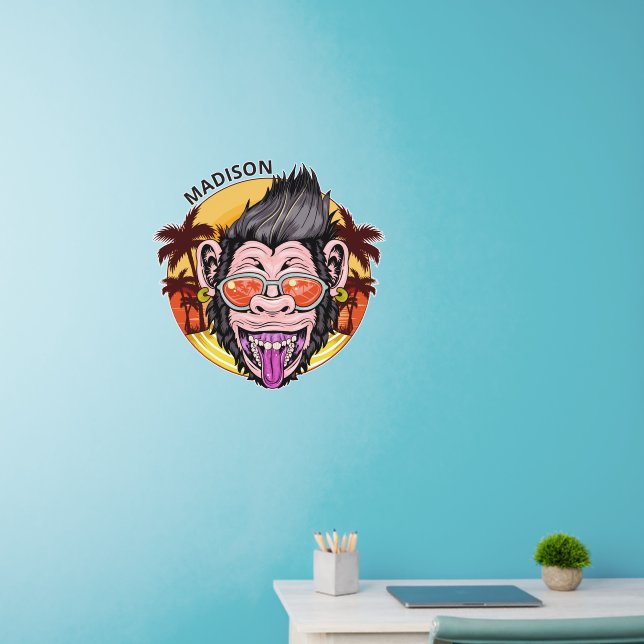 Beach Monkey custom name Wall Decal (Home Office)