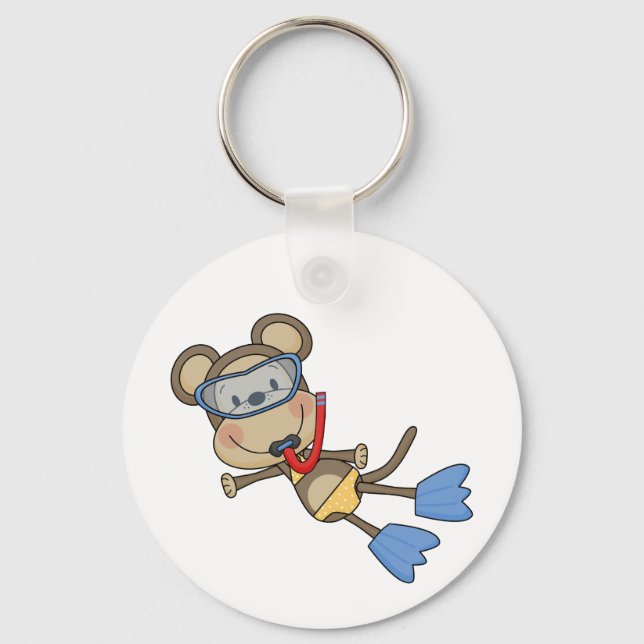 Beach Monkey Snorkeling Tshirts and Gifts Keychain (Front)