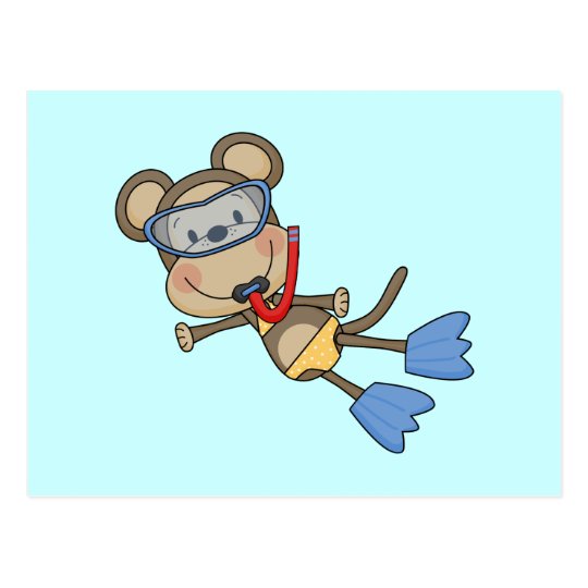 Beach Monkey Snorkeling Tshirts and Gifts Postcard