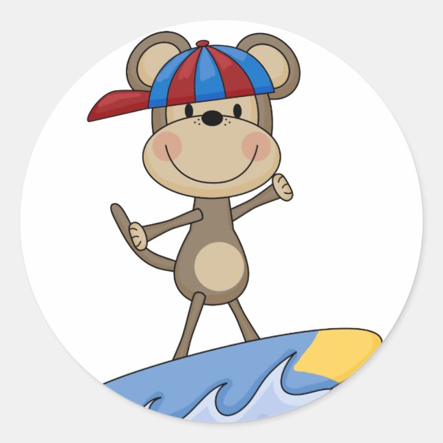 Beach Monkey - Surfing T-shirts and Gifts Classic Round Sticker (Front)
