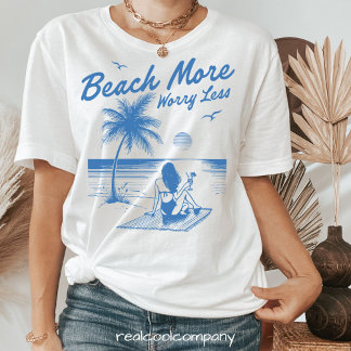 Beach Moore Worry Less T-Shirt - Watercolor Ocean Tri-Blend Shirt