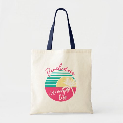 Beach More Worry Less Colorful Logo Tote Bag