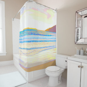 Beach morning light shower curtain