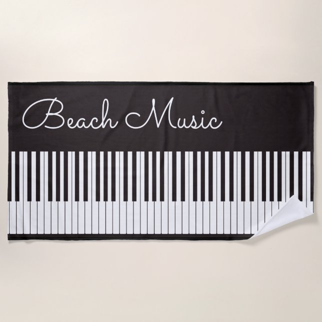 Beach Music Piano Theme Beach Towel (Front)