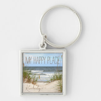 Beach My Happy Place w/Name Keychain