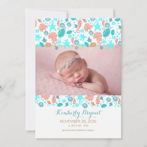 Beach Nautcial Newborn Baby Photo Birth Announcement