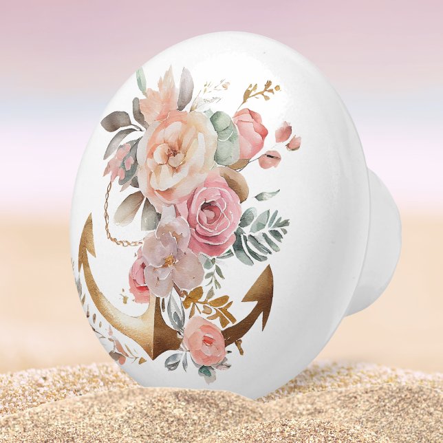 Beach Nautical Anchor Ocean Watercolor  Ceramic Knob (Creator Uploaded)
