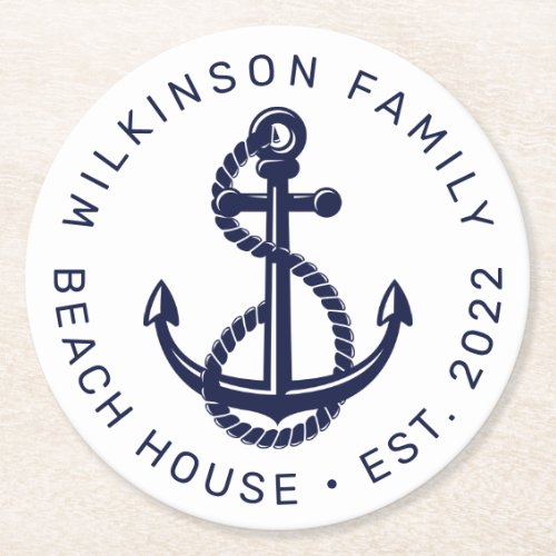 BEACH NAUTICAL BOAT LAKE HOUSE Add Your Name Year  Round Paper Coaster