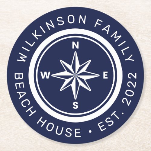BEACH NAUTICAL BOAT LAKE HOUSE Add Your Name Year  Round Paper Coaster