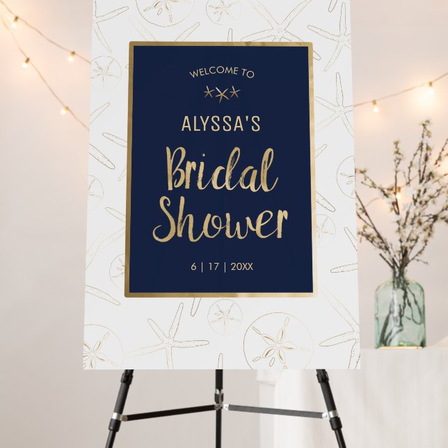 Beach, Nautical Bridal Shower Welcome Foam Board (In Situ (Stand))