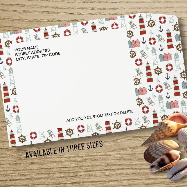 Beach Nautical Coastal Pattern Custom Address Text Envelope Mailers (Creator Uploaded)