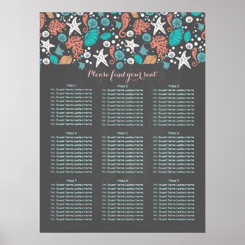 Beach Nautical Coastal Sea Wedding Seating Charts