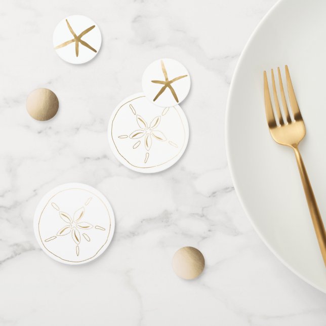 Beach, Nautical Goldl Sand Dollar, Starfish Confetti (Group)