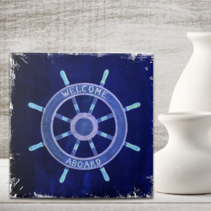 beach nautical navy sailor captain ship wheel ceramic tile