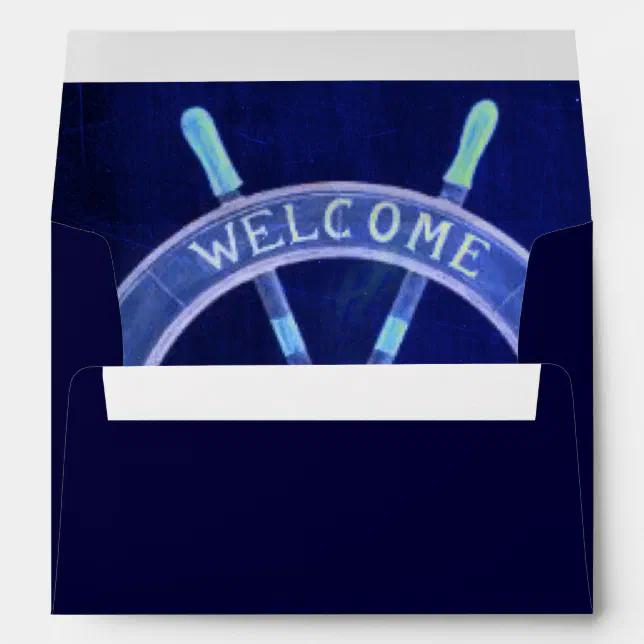 beach nautical navy sailor captain ship wheel envelope | Zazzle