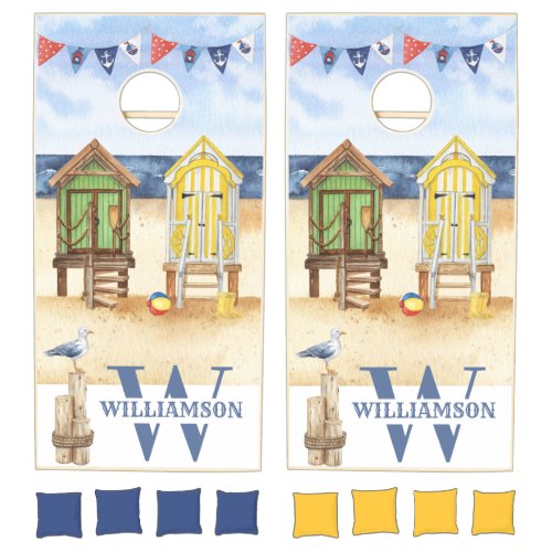 Beach Nautical Ocean Name   Cornhole Set