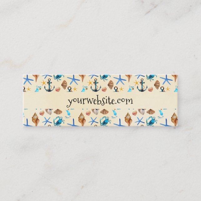 Beach Nautical Ocean Themed Pattern Mini Business Card (Front)