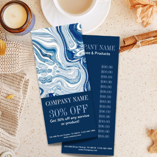 beach nautical ocean watercolor blue marble rack card