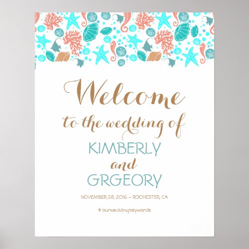 Beach Nautical Ocean Wedding Welcome Sign