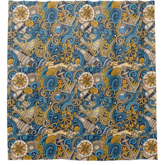 Beach Nautical Shower Curtain (Front)