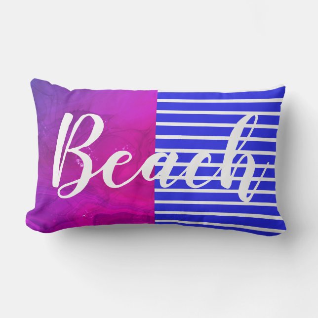 Beach Nautical Stripe Modern Lumbar Pillow (Front)